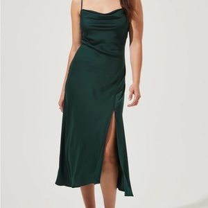 ASTR the Label Gaia Midi Dress in Hunter Green